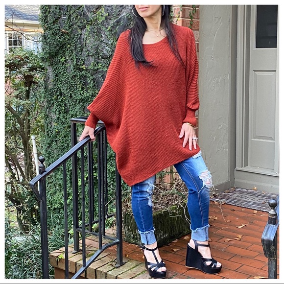 ✨LAST 1✨MADE IN ITALY✨Oversized Rust knit sweater - Picture 2 of 8